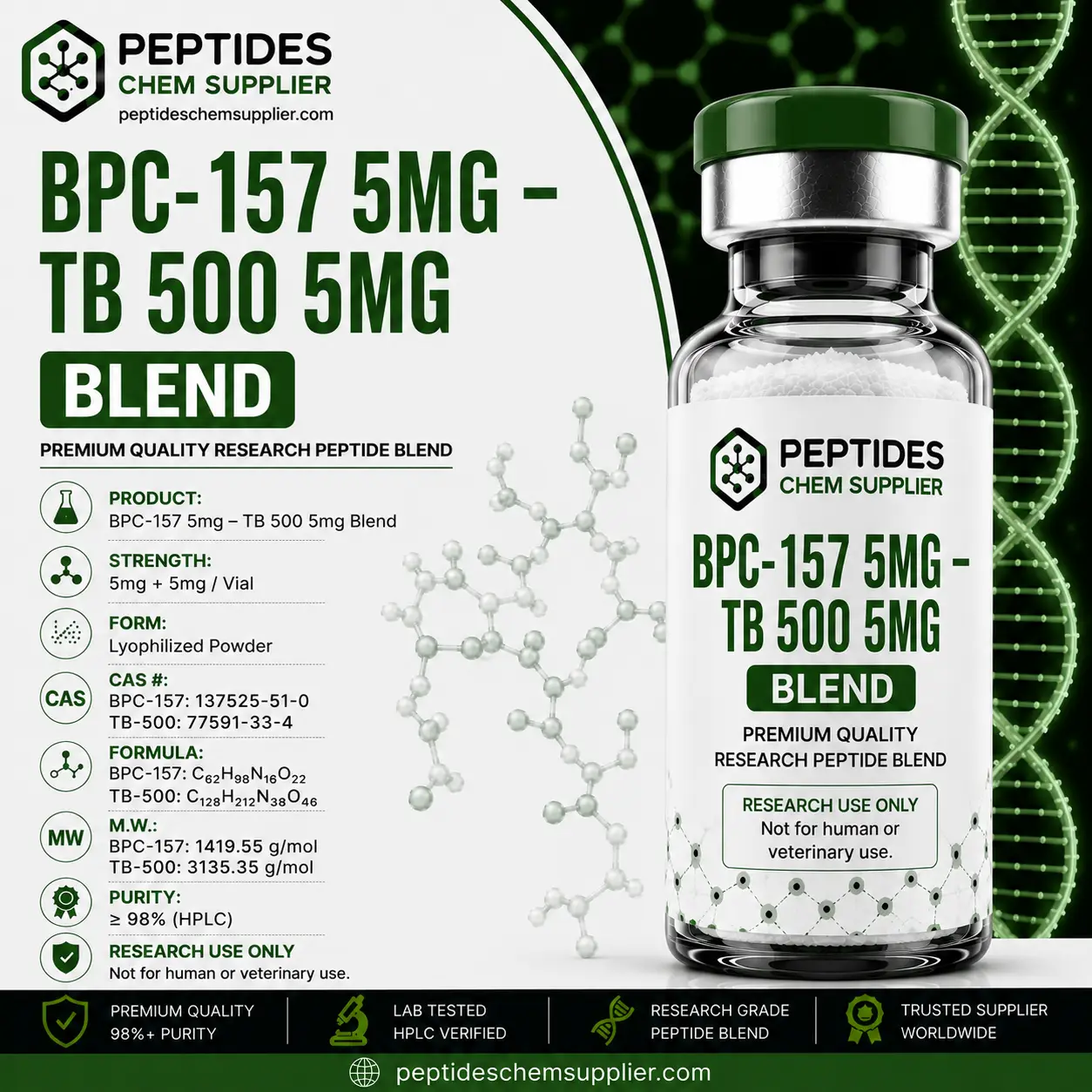 BPC-157 5mg - TB-500 5mg Blend 10mg Research Peptide BPC-157 5mg - TB-500 5mg Blend 10mg Research Peptide