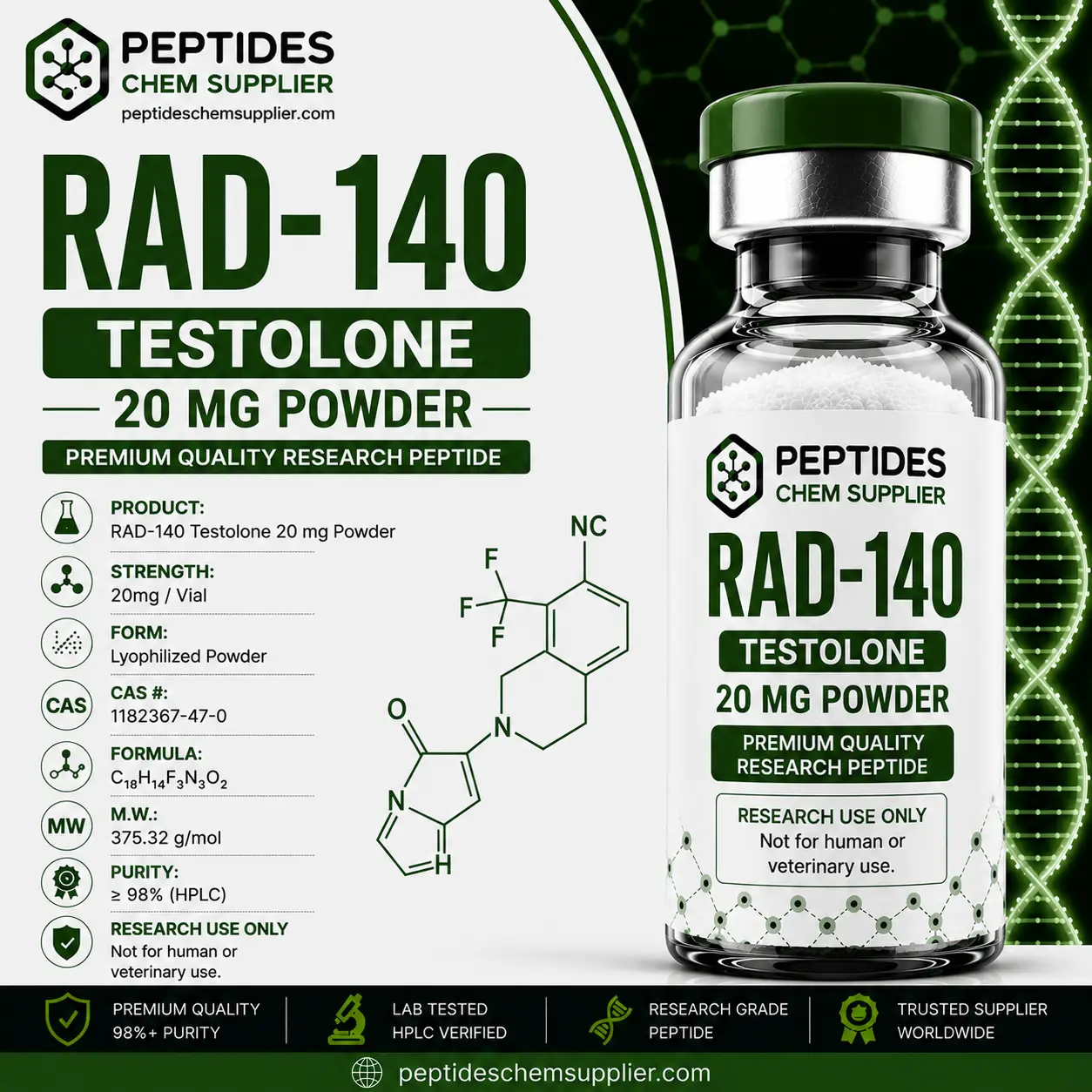 RAD-140 Testolone 20mg Powder Research Compound RAD-140 Testolone 20mg Powder Research Compound